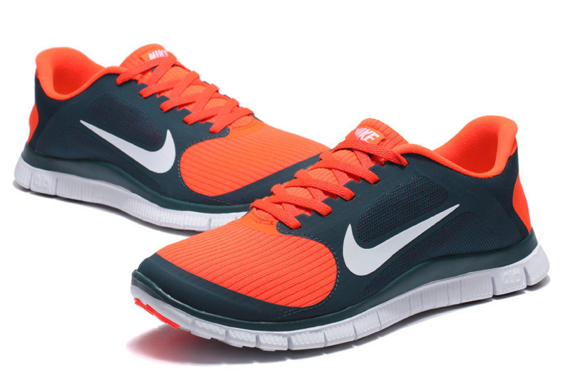 Hot Nike Free4.0 Men Shoes Orangered/White/Teal